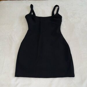 Zara black tight mini fitted swoop neck line formal dress size s